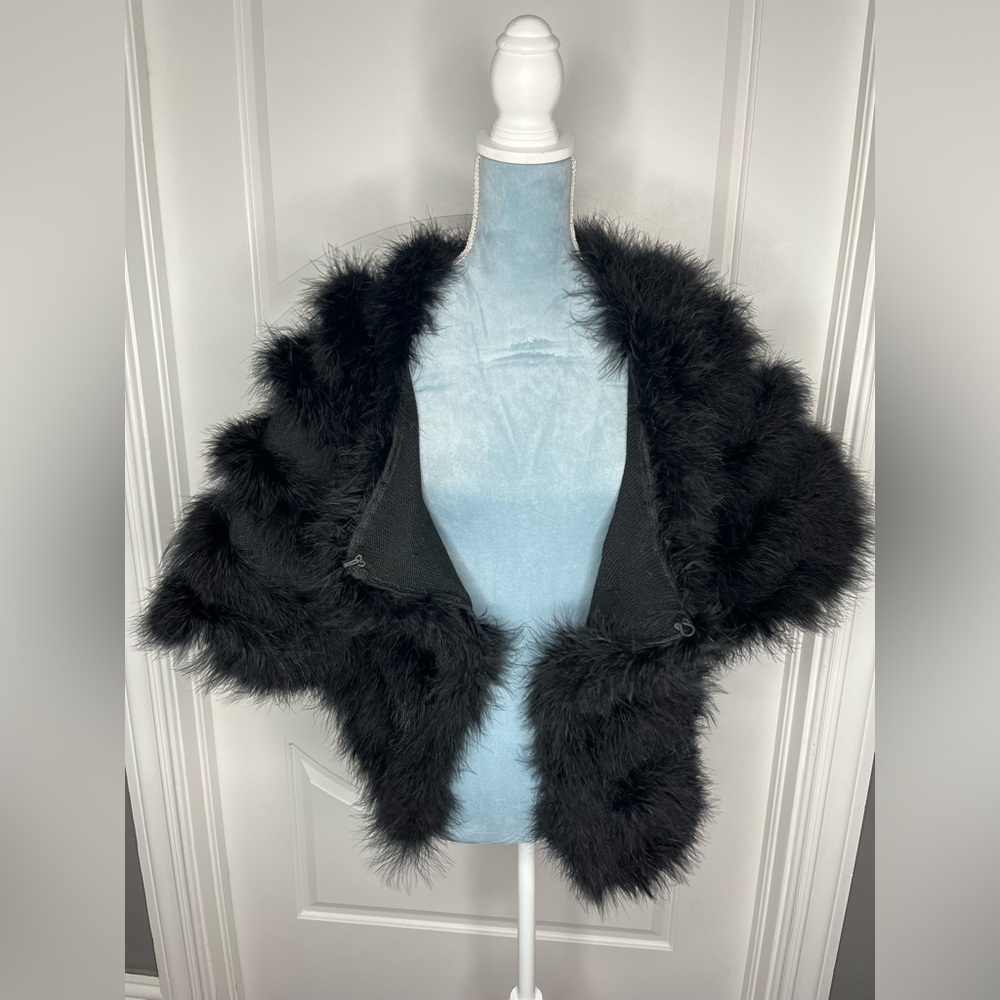 Betsey Johnson Black Faux Fur Shrug